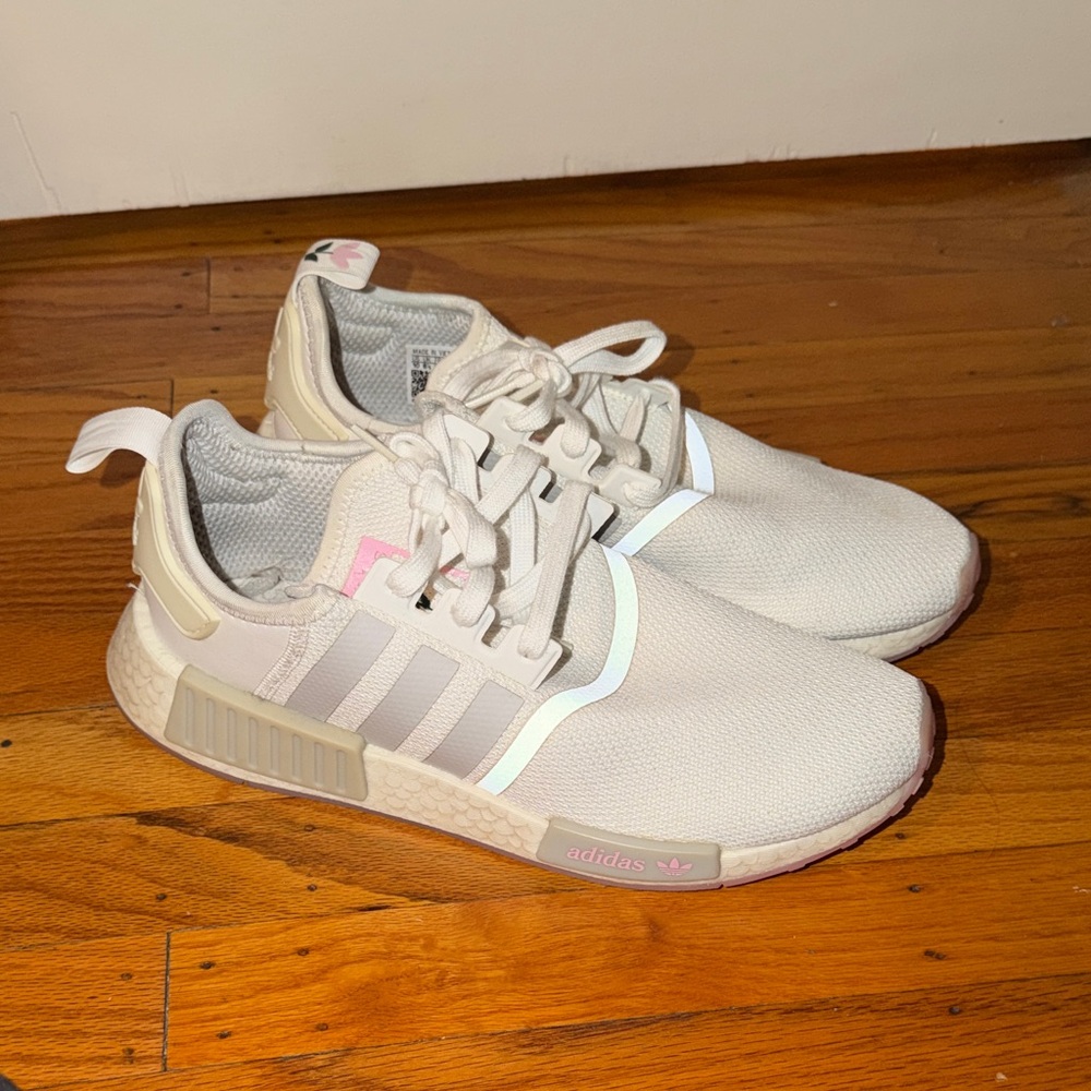 Adidas Cream and Pink Athletic Shoes